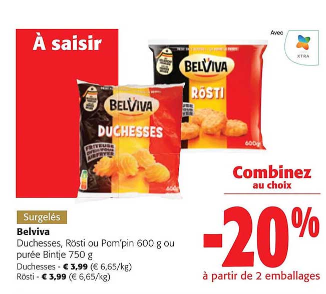 duchesses, rösti ou pom'pin ou purée bintje belviva