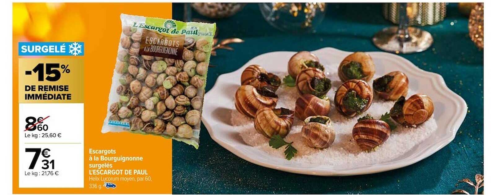escargots à la bourguignonne surgelés l'escargot de paul