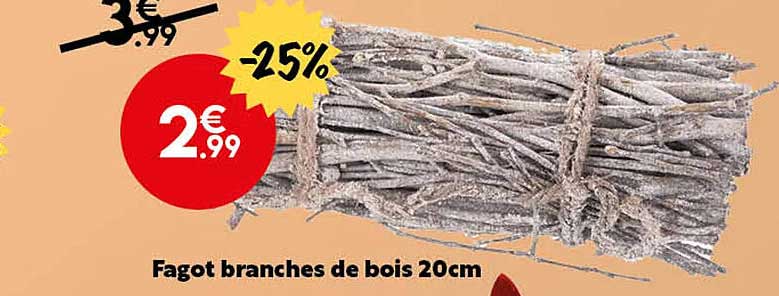 Fagot Branches De Bois 20 Cm