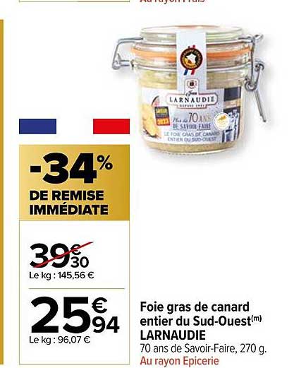 foie gras de canard entier du sud-ouest larnaudie