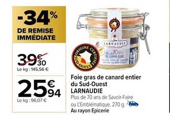 foie gras de canard entier du sud-ouest larnaudie