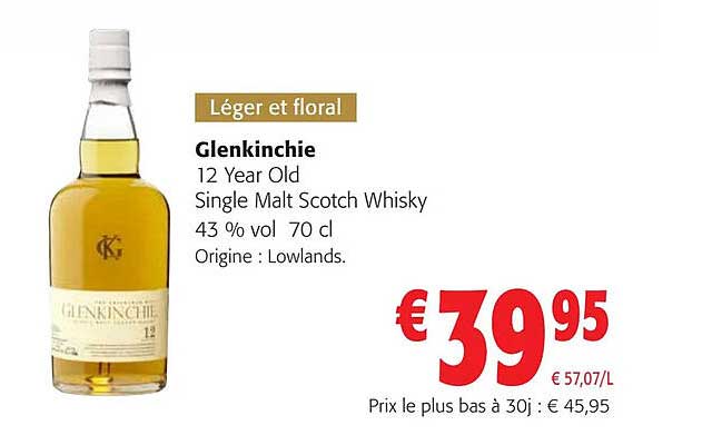 glenkinchie  12 year old single malt scotch whisky