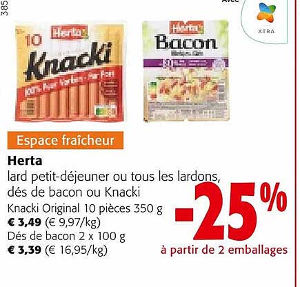 herta lard petit-déjeuner ou lardons, dés de bacon ou knacki