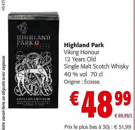 highland park viking honour 12 years old single malt scotch whisky 40% vol. 70 cl