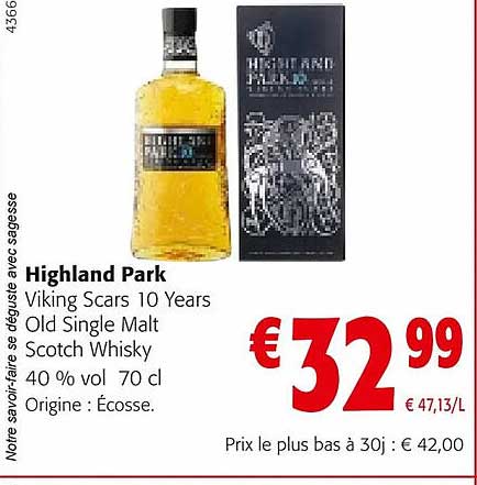 highland park viking scars 10 years old single malt scotch whisky 40% vol.