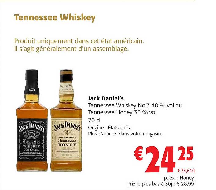 jack daniel's tennessee whiskey no.7 40% vol ou tennessee honey 35% vol