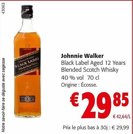 johnnie walker black label aged 12 years blended scotch whiskey 40% vol.