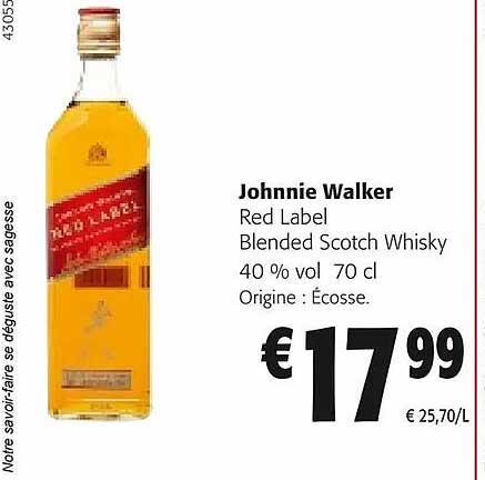 johnnie walker red label blended scotch whisky 40% vol.