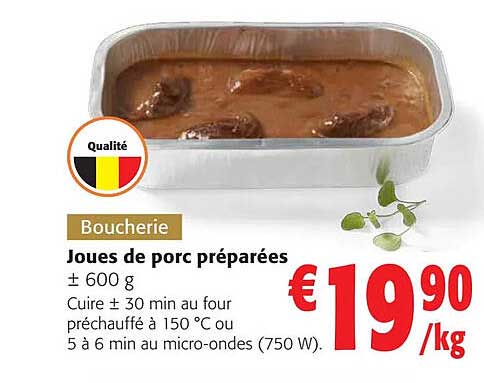 joues de porc préparées