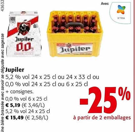 jupiler 5,2% vol. ou 0,0% vol.