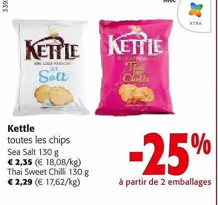 kettle chips sea salt, thai sweet chili