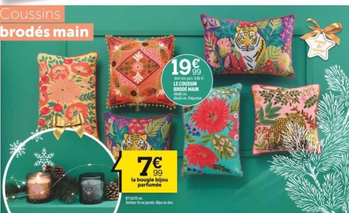 La Bougie Bijou Parfumée Le Coussin Brodé Main