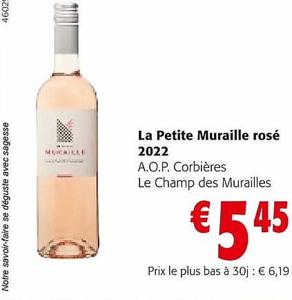 la petite muraille rosé 2022 a.o.p. corbières le champ des murailles