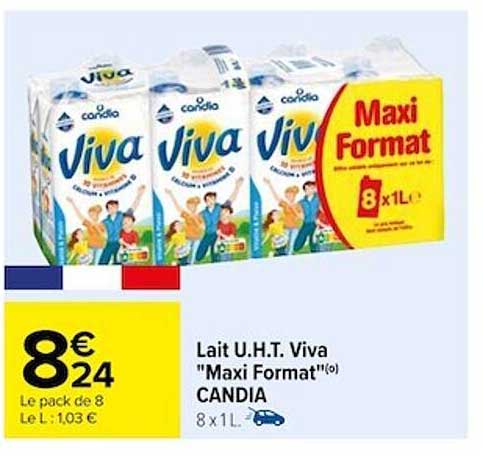 lait u.h.t. viva "maxi format" candia