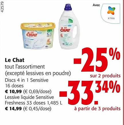 le chat discs 4 in 1 sensitive, lessive liquide sensitive freshness