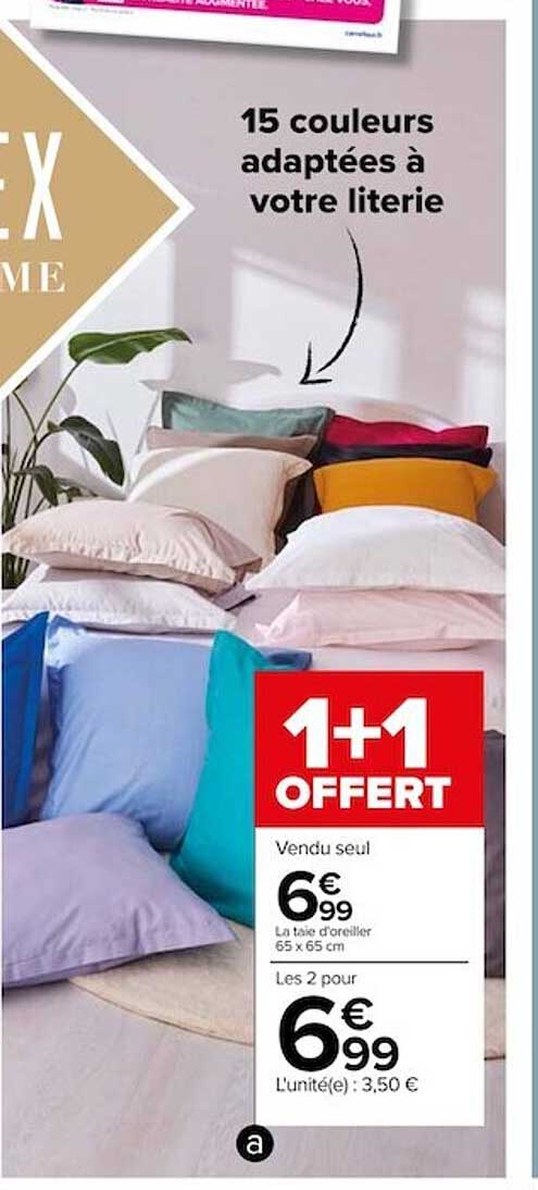 le taie d'oreiller 65 x 65 cm