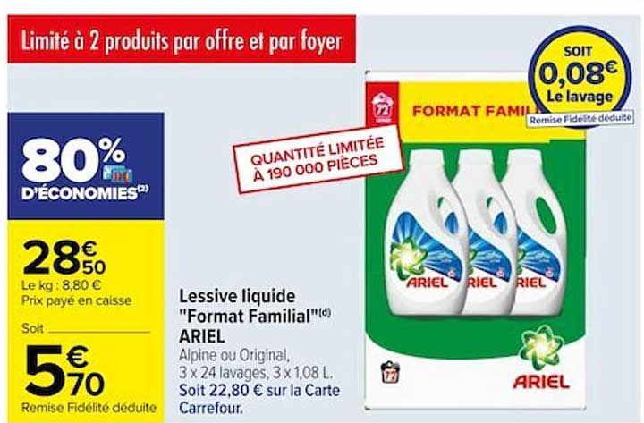 lessive liquide "format familial" ariel