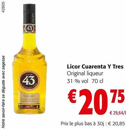 licor cuarenta y tres original liqueur 31% vol.