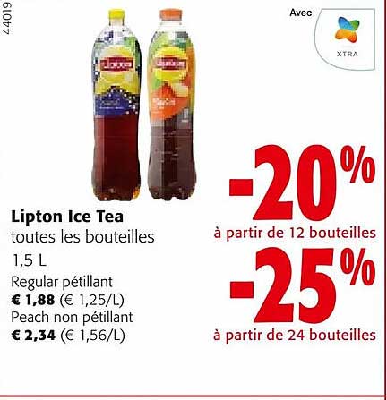 lipton ice tea regular pétillant, peach non pétillant