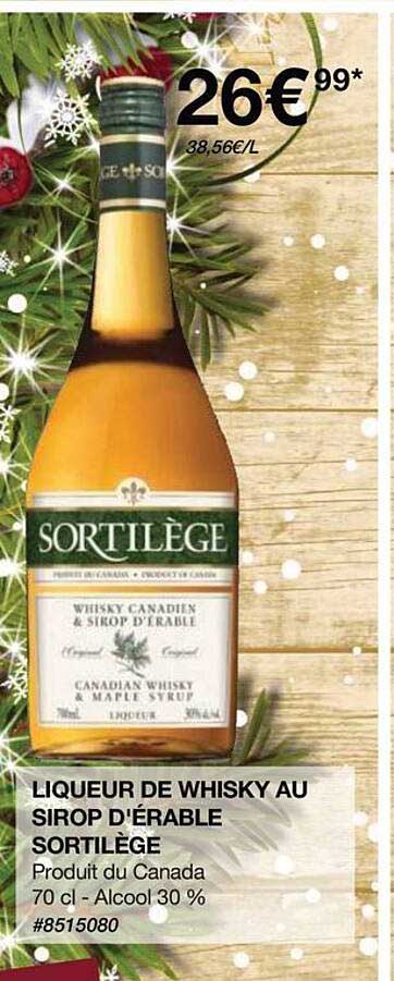 liqueur de whisky au sirop d'érable sortilège