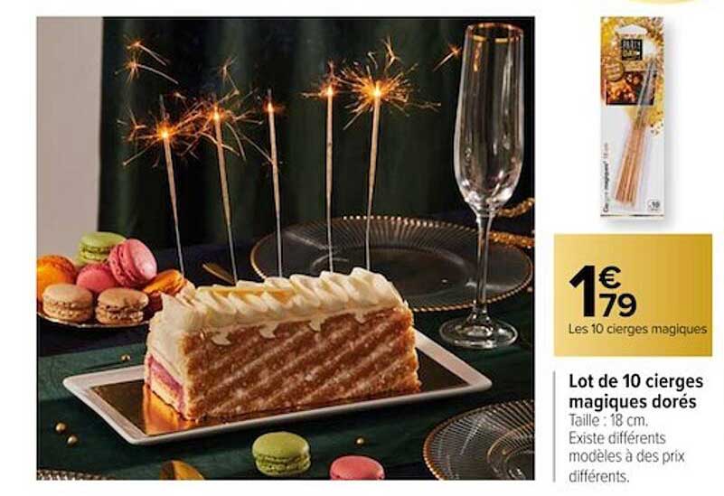 lot de 10 cierges magiques dorés