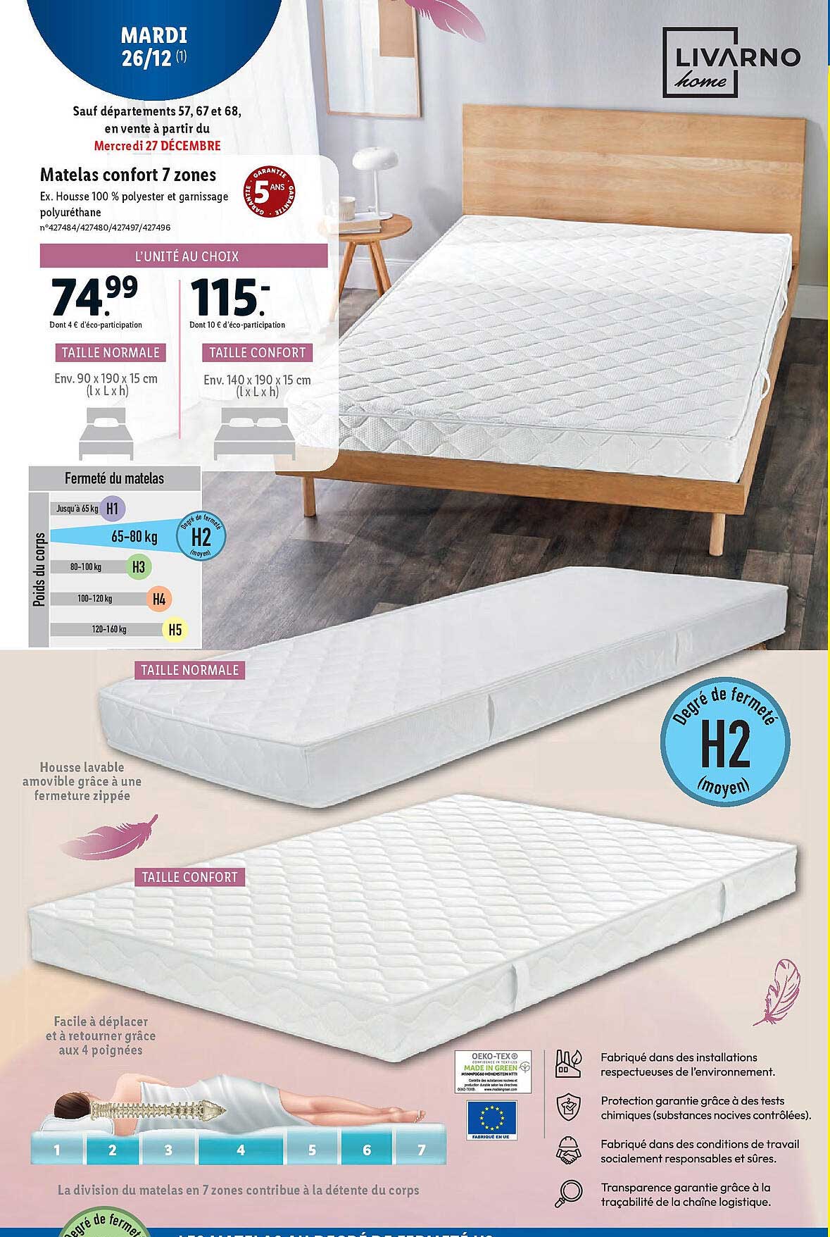 matelas confort  7 zones