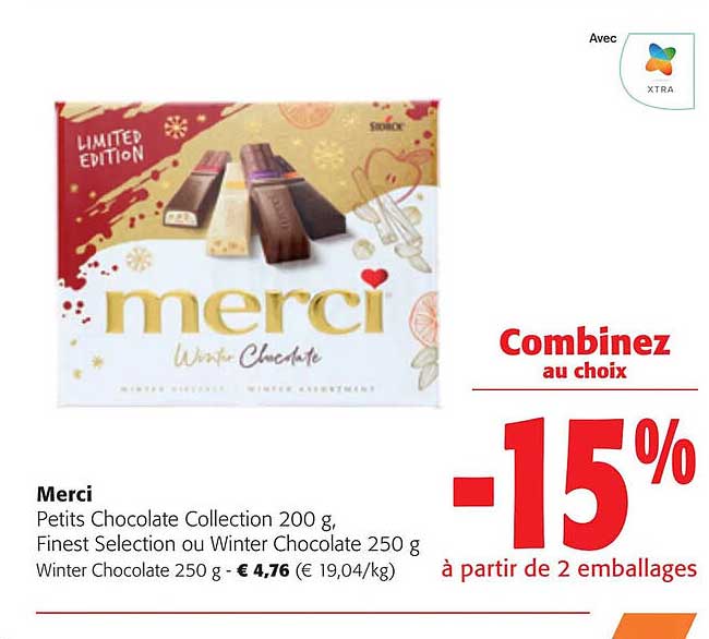 merci petits chocolate collection, finest selection ou winter chocolate