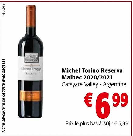 michel torino reserva malbec 2020/2021 cavayate valley - argentine
