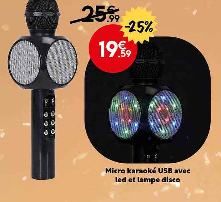 micro karaoké usb avec led et lampe disco