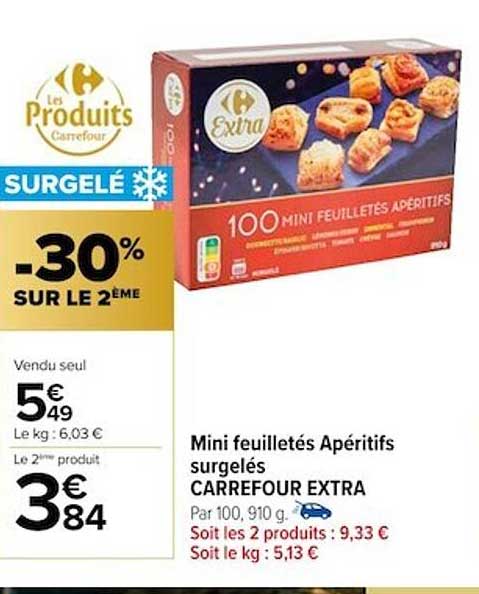 Mini Feuilletés Apéritifs Surgelés Carrefour Extra