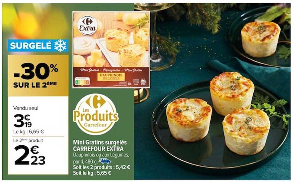 mini gratins surgelés carrefour extra