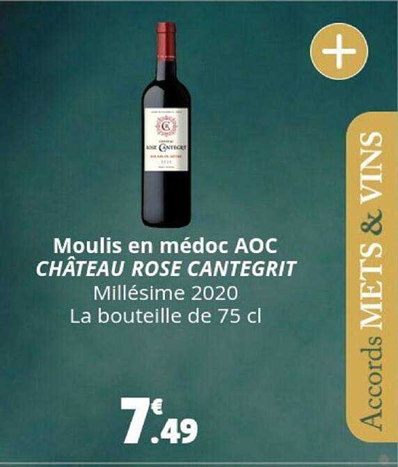 moulis en médoc aoc château rose cantegrit millésime 2020
