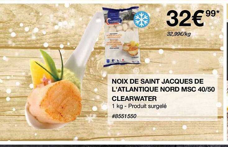 noix de saint jacques de l'atlantique nord msc 40/50 clearwater
