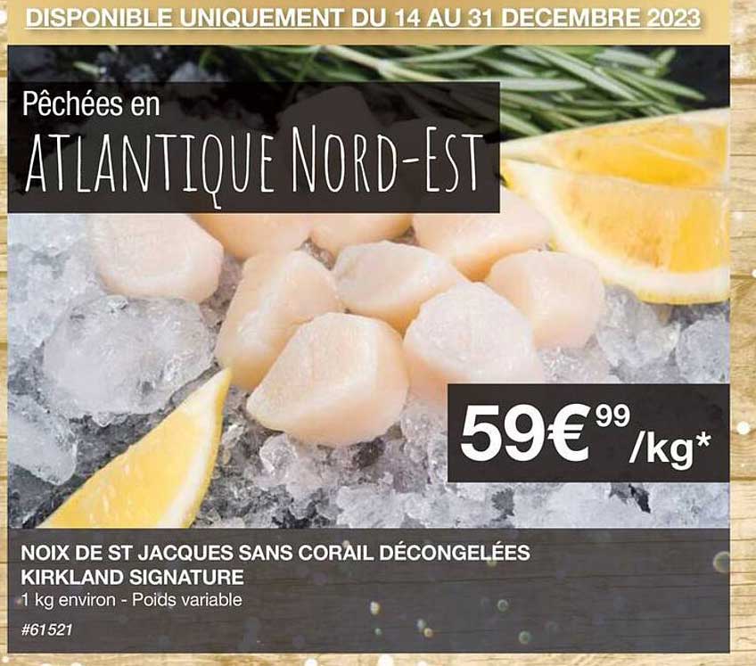 noix de st jacques sans corail décongelées kirkland signature