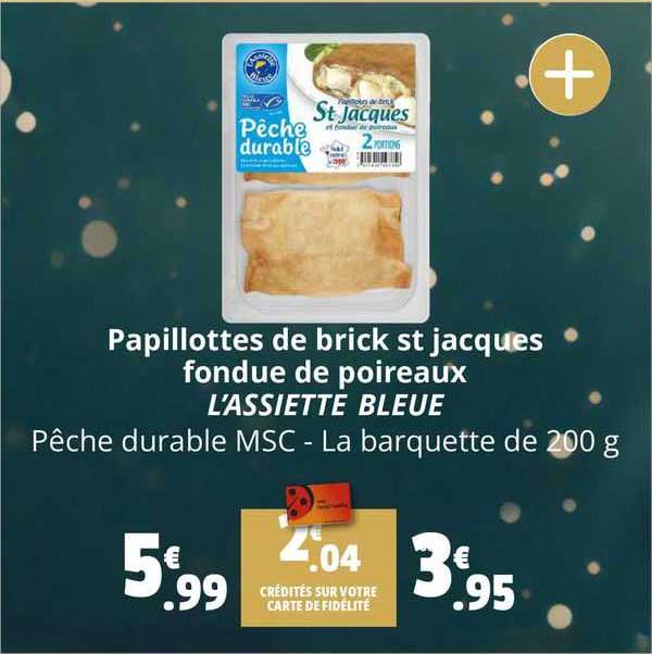 papillotes de brick st jacques fondue de poireaux l'assiette bleue
