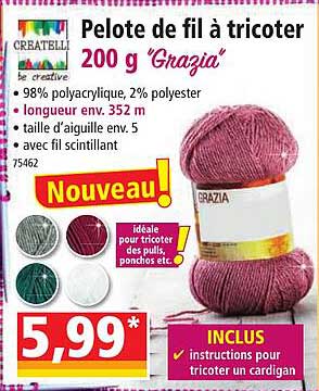 pelote de fil à tricoter 200 g "grazia"