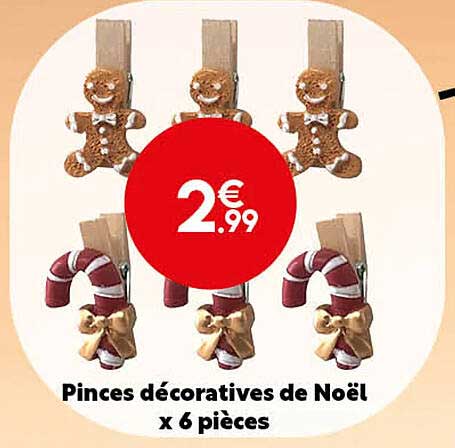 pinces décoratives de noël x6 pièces