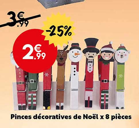Pinces Décoratives De Noël X8 Pièces