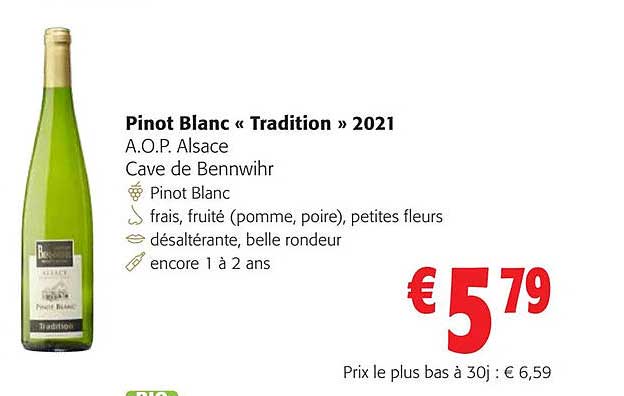 pinot blanc << tradition >> 2021 a.o.p. alsace cave de bennwihr