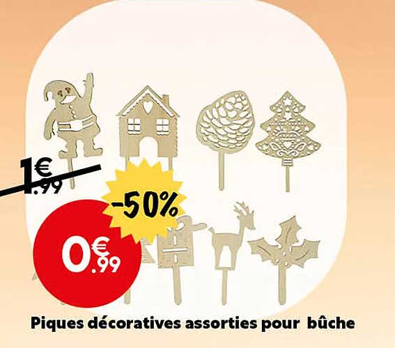 piques décoratives assorties pour bûche