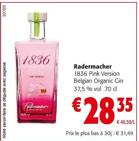 radermacher 1836 pink version belgian organic gin 37,5% vol.