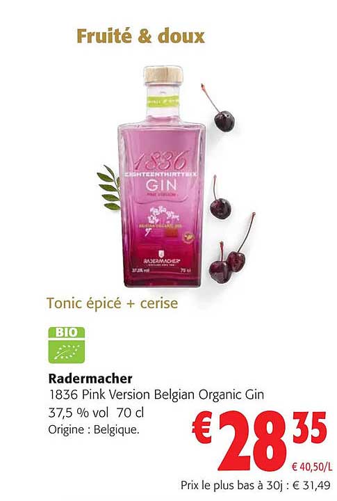 radermacher 1836 pink version belgian organic gin