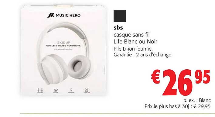 Sbs Casque Sans Fil Life Blanc Ou Noir