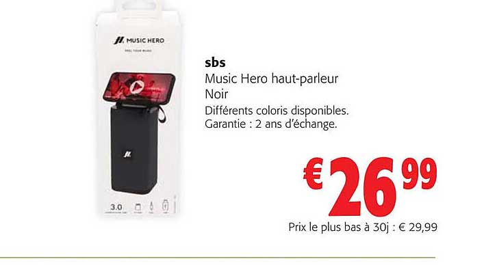 sbs music hero haut-parleur noir