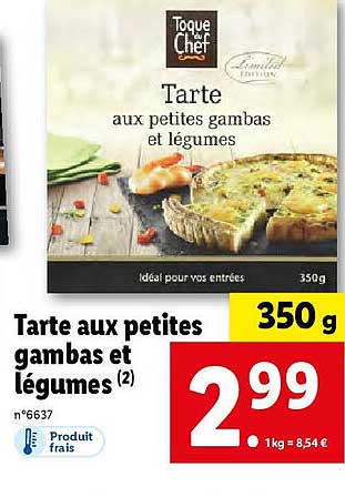 tarte aux petites gambas et légumes