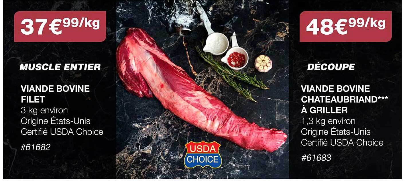 viande bovine filet, viande bovine châteaubriand***à griller