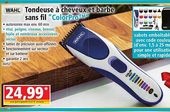 Wahl Tondeuse à Cheveux Et Barbe Sans Fil "colorpro"