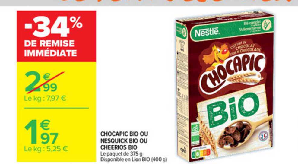 Chocapic Bio Ou Nesquick Bio Ou Cheerios Bio
