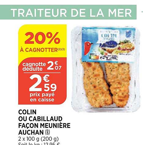 colin ou cabillaud façon meunière auchan