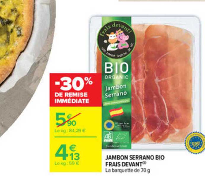 jambon serrano bio frais devant